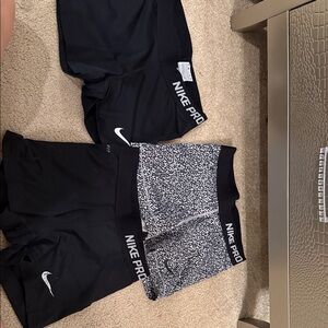 Nike Pro Black and Patterned Shorts Trio